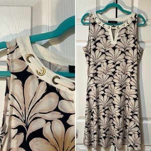 Elegant Black and Cream Floral Dress